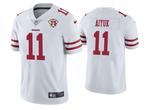 Nike 49ers 11 Brandon Aiyuk White 75th Anniversary Vapor Untouchable Limited Jersey Dzhi,We sell and wholesale Nike 49ers 11 Brandon Aiyuk White 75th Anniversary Vapor Untouchable Limited Jersey Dzhi on line form chian!